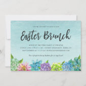 Succulent Florals Easter Brunch Invitation Kaart (Voorkant)