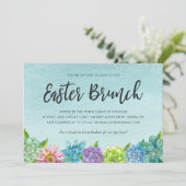 Succulent Florals Easter Brunch Invitation Kaart (Staand voorkant)
