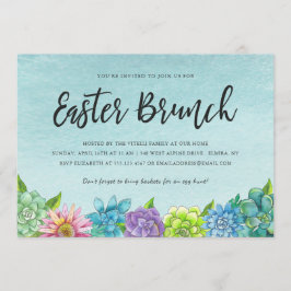 Succulent Florals Easter Brunch Invitation Kaart