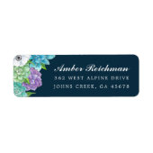 Succulent Florals retour adreslabels | Marine Etiket (Voorkant)