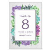 Succulent Florals Tafelnummer Kaart | Lavendel (Achterkant)