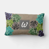 Succulent Flowers Burlap - Gepersonaliseerd Kussen (Achterkant)