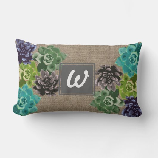 Succulent Flowers Burlap - Gepersonaliseerd Kussen (Voorkant)