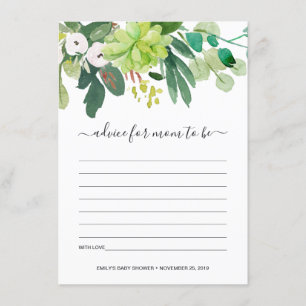 SUCCULENT FOLIAGE WATERVERF ADVICE BABY SHOWER INFORMATIEKAARTJE