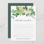 SUCCULENT FOLIAGE WATERVERF ADVICE BABY SHOWER INFORMATIEKAARTJE (Voorkant / Achterkant)