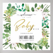 SUCCULENT FOLIAGE WATERVERF BABY SHOWER WELKOM POSTER (Voorkant)