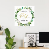 SUCCULENT FOLIAGE WATERVERF BABY SHOWER WELKOM POSTER (Thuiskantoor)