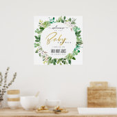 SUCCULENT FOLIAGE WATERVERF BABY SHOWER WELKOM POSTER (Keuken)
