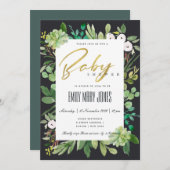 SUCCULENT FOLIAGE WREATH WATERVERF BABY SHOWER KAART (Voorkant / Achterkant)