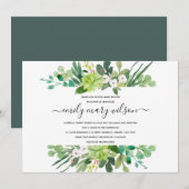 SUCCULENT FOLIAGE WREATH WATERVERF BABY SHOWER KAART (Voorkant / Achterkant)