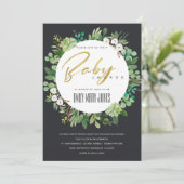 SUCCULENT FOLIAGE WREATH WATERVERF BABY SHOWER KAART (Staand voorkant)