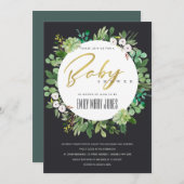 SUCCULENT FOLIAGE WREATH WATERVERF BABY SHOWER KAART (Voorkant / Achterkant)