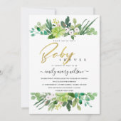 SUCCULENT FOLIAGE WREATH WATERVERF BABY SHOWER KAART (Voorkant)