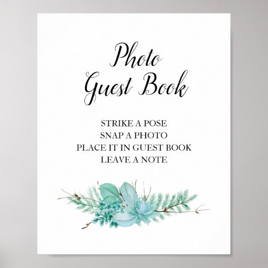 Succulent Foto Guest Book Wedding Sign Poster (Voorkant)