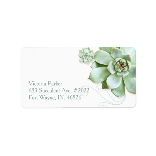 Succulent Garden Botanical Wedding Adres Etiket (Voorkant)