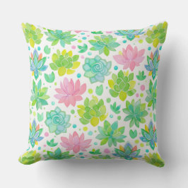 Succulent garden in pastel watercolor pattern kussen