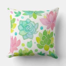 Succulent garden in pastel watercolor pattern kussen