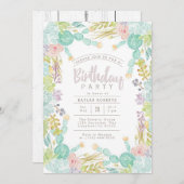 Succulent Garden Waterverf | Partij voor de verjaa Kaart (Voorkant / Achterkant)