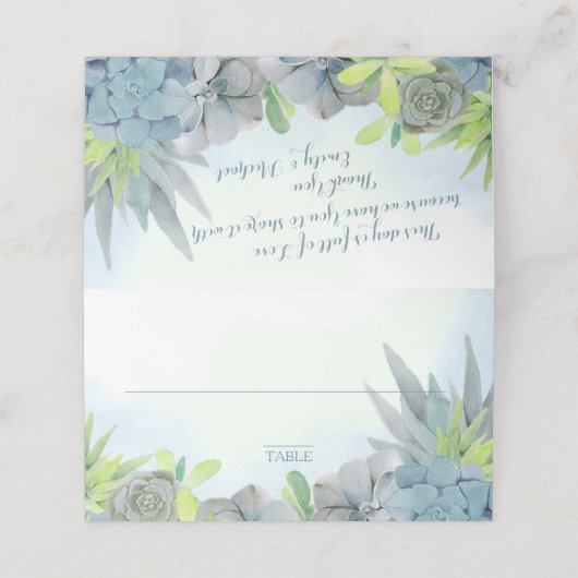 Succulent Garden Waterverf Steel Blue Plaatskaartje (Buitenkant ongevouwen)