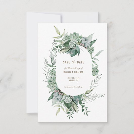 Succulent Garden Wedding Save the Date (Voorkant)