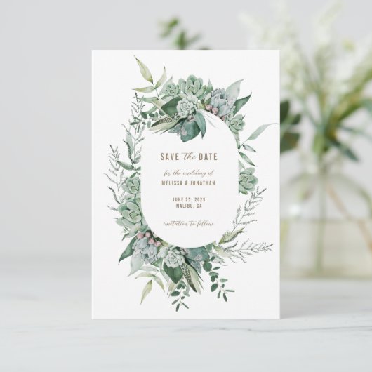 Succulent Garden Wedding Save the Date (Staand voorkant)