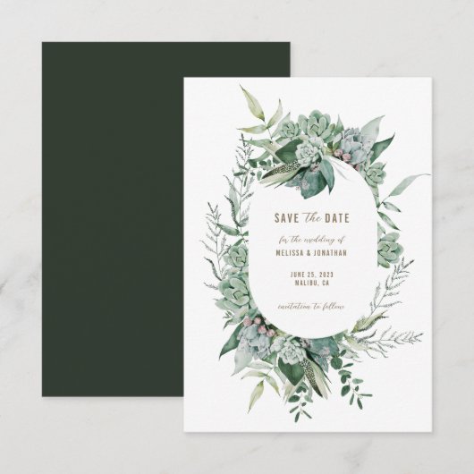 Succulent Garden Wedding Save the Date (Voorkant / Achterkant)