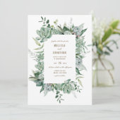 Succulent Garden Wedding Uitnodiging (Staand voorkant)