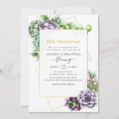 Succulent Geometric 50th Wedding Jubileum Kaart (Voorkant)