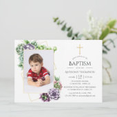 Succulent Geometric Baptism of Christening Kaart (Staand voorkant)