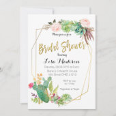 Succulent Geometric Lijst Bridal Shower Invitation Kaart (Voorkant)