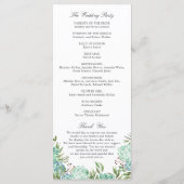 Succulent Geometric Lijst Greenery Wedding Program Programmakaart (Achterkant)