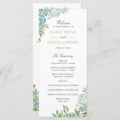 Succulent Geometric Lijst Greenery Wedding Program Programmakaart (Voorkant / Achterkant)