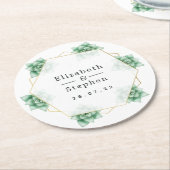 Succulent geometrisch ronde kartonnen onderzetter (Gebogen)