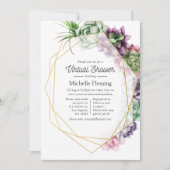 Succulent Geometrisch Virtueel Baby shower Kaart (Voorkant)