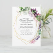 Succulent Geometrisch Virtueel Baby shower Kaart (Staand voorkant)