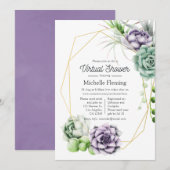 Succulent Geometrisch Virtueel Baby shower Kaart (Voorkant / Achterkant)