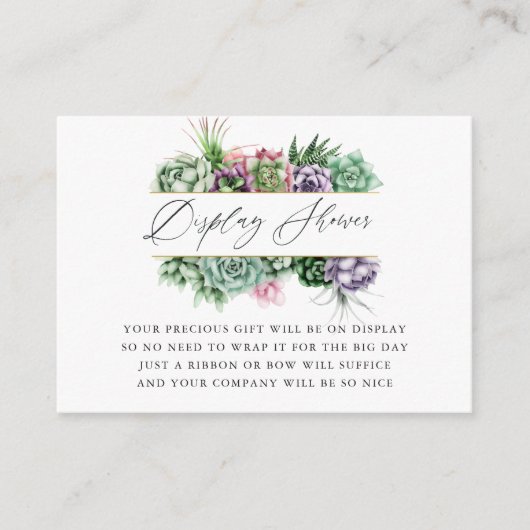 Succulent Geometrische Baby shower Display Shower Informatiekaartje (Voorkant)