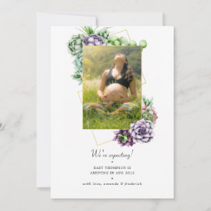 Succulent Geometrische foto Zwangerschap Aankondiging