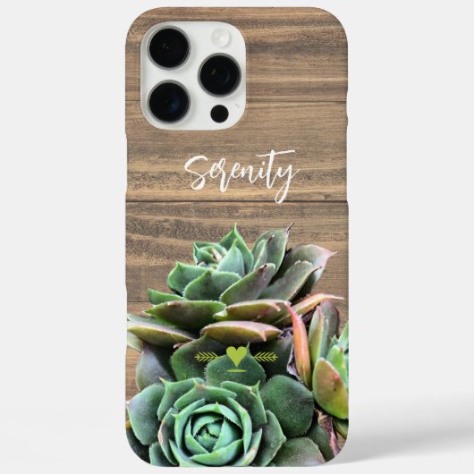 Succulent gepersonaliseerd schuurhout Case-Mate iPhone case (Achterkant)