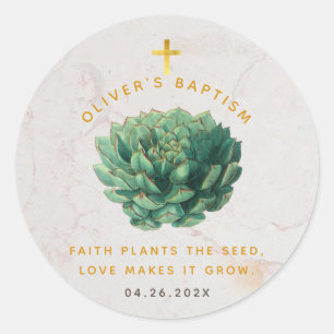 Succulent Gold Faith Planten de Zaaddoop gunst Ronde Sticker