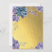 Succulent Gold Foil Waterverf Quinceañera Kaart (Achterkant)
