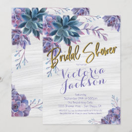 Succulent Gold Foil Waterverf Vrijgezellenfeest Kaart