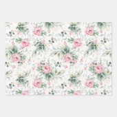 Succulent Gold Greenery en Pink Flowers Elegant Inpakpapier Vel (Voorkant 3)