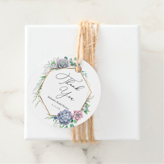 Succulent Gold Lijst Vrijgezellenfeest dank u Bedankjes Labels (In situ)