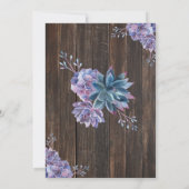 Succulent Gold Rustic Huwelijksuitnodigingen Kaart (Achterkant)