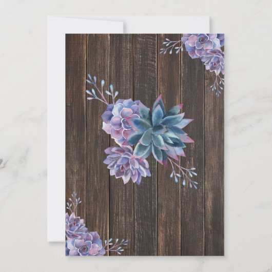 Succulent Gold Rustic Huwelijksuitnodigingen Kaart (Achterkant)