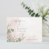 Succulent Green and Blush Reply Card Informatiekaartje (Staand voorkant)