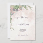 Succulent Green and Blush Save the Date (Voorkant)