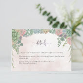 Succulent Green and Blush Wedding Details Card Bedankkaart (Staand voorkant)