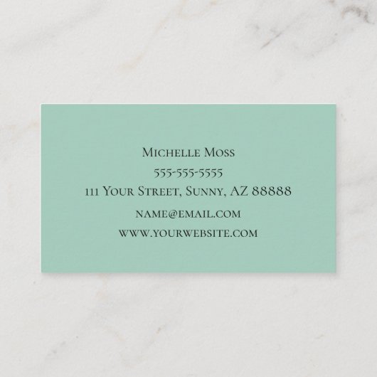 Succulent Green Botanical Elegant Script Visitekaartje (Achterkant)